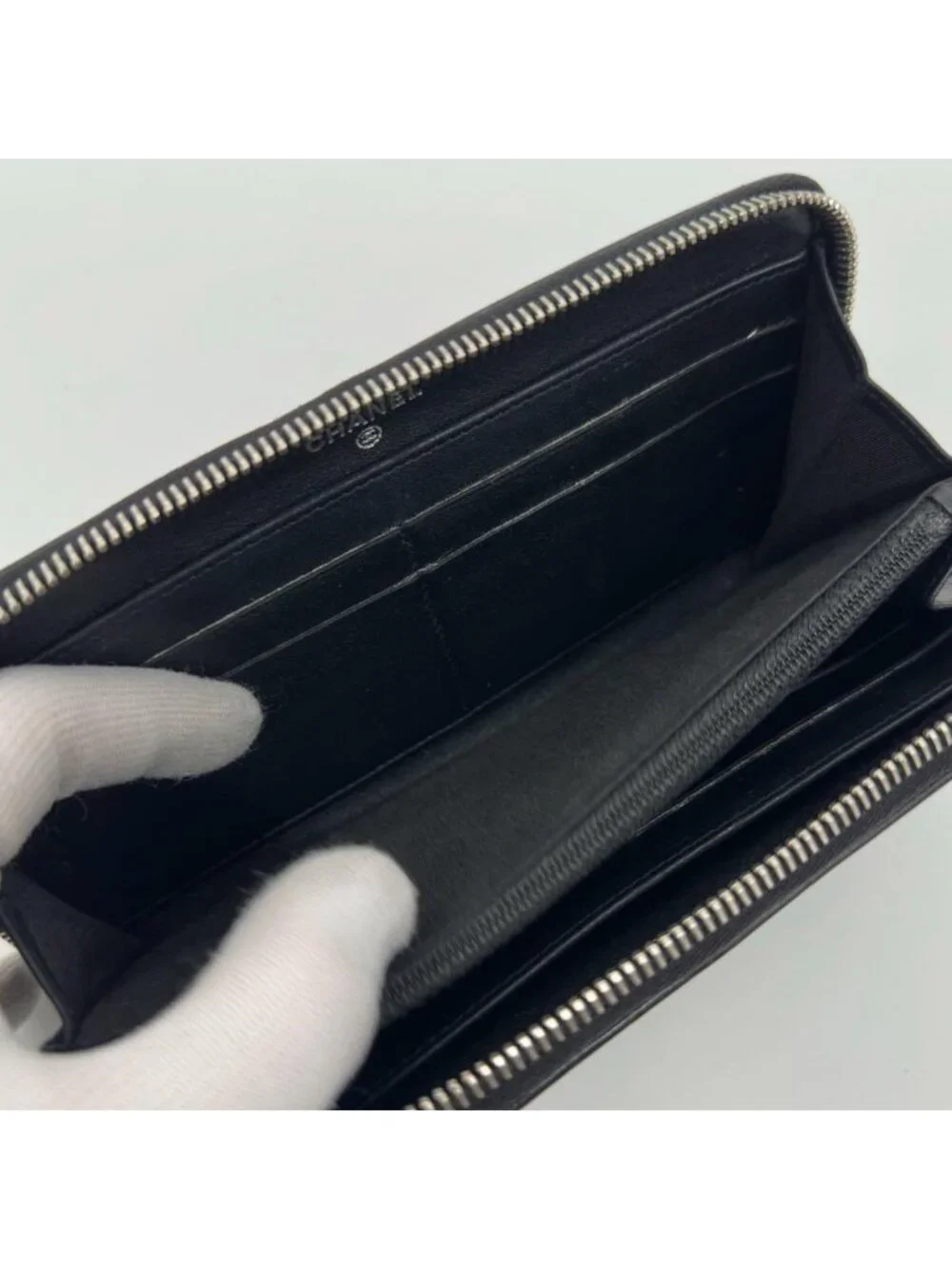Chanel CC Logo Quilted Round Diamond Cut Lambskin Wallet